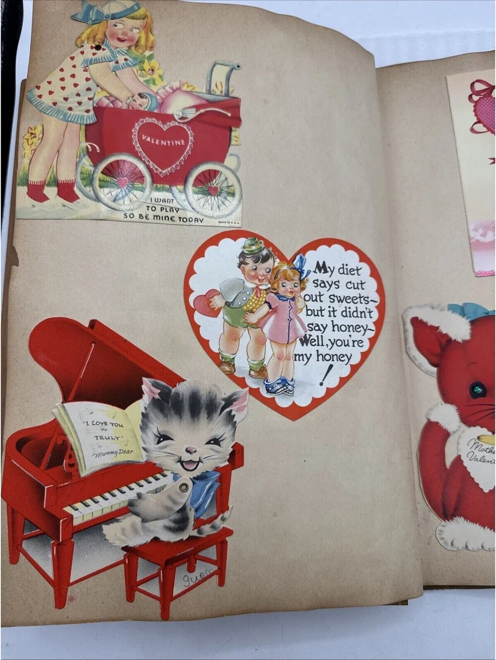 Wood Greeting Card Scrapbook Valentines Birthday Mothers Day Friendship Vintage